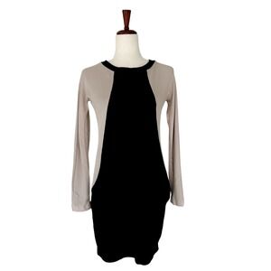 COS Collection‎ of Style Dress Women's Medium Minimalist Stretch Midi Black Tan